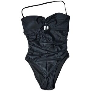 J. Crew Gemma ruched bandeau cutout one-piece Black CI344 6‎ NWT Sweetheart Neck